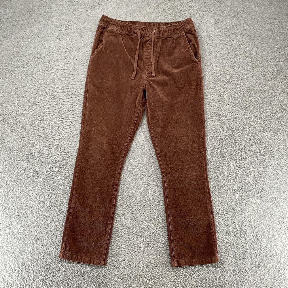 Katin Corduroy Pants Mens Large Brown Elastic Waist Stretch Pockets Straight Leg